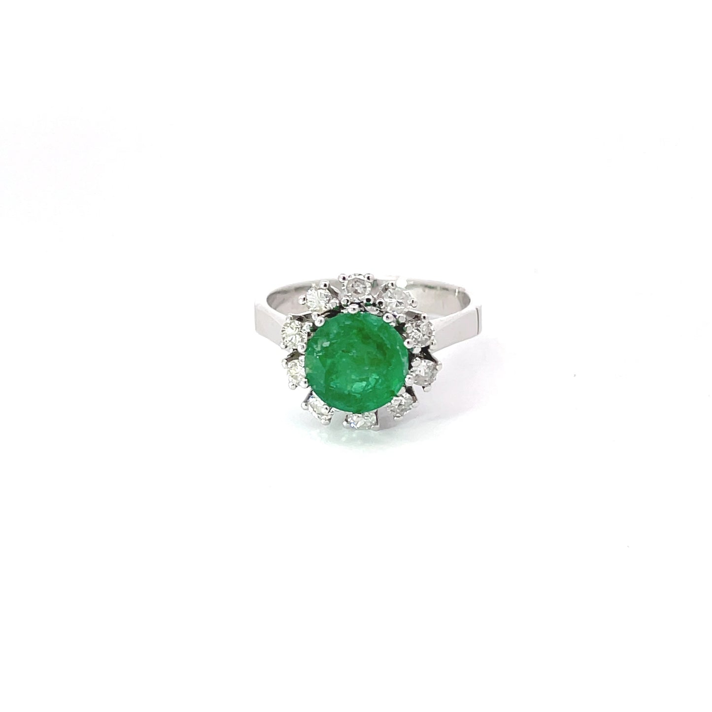 585/-Weißgoldring mit Smaragd