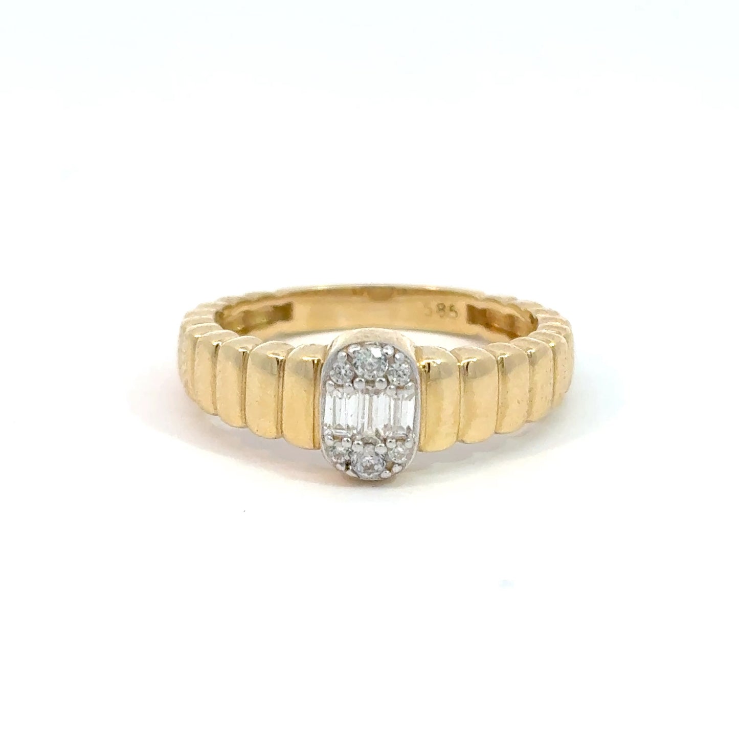 585/- Gelbgoldring mit Zirkonia Steinen