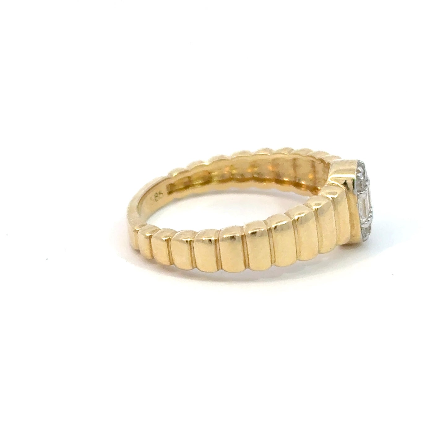 585/- Gelbgoldring mit Zirkonia Steinen