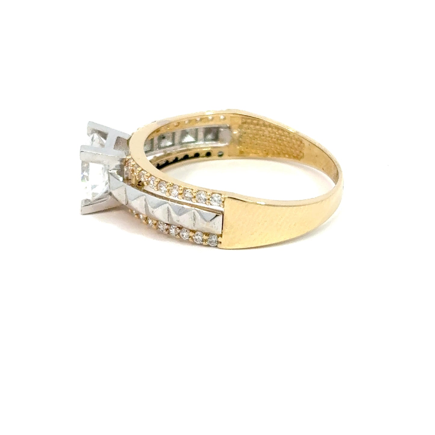 585/- Gelbgoldring mit Zirkonia