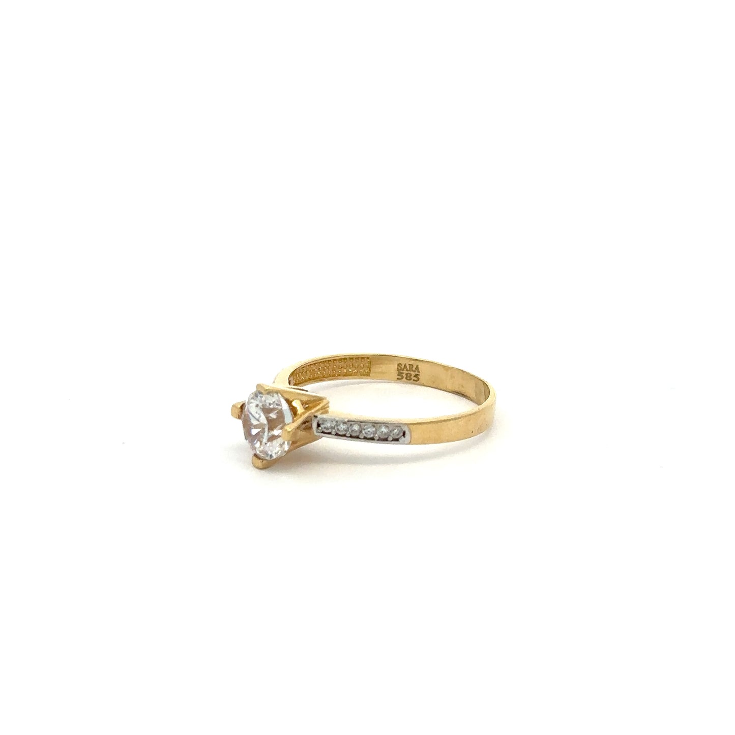 Solitär Ring mit Zirkonia 585/- Gelbgold