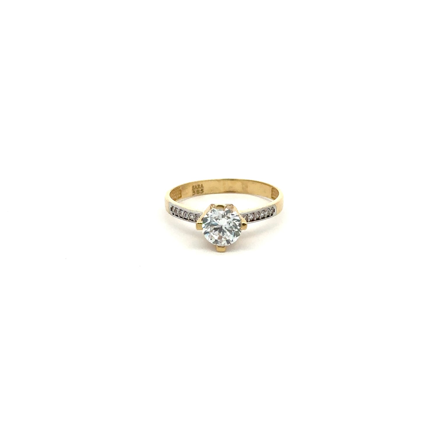 Solitär Ring mit Zirkonia 585/- Gelbgold