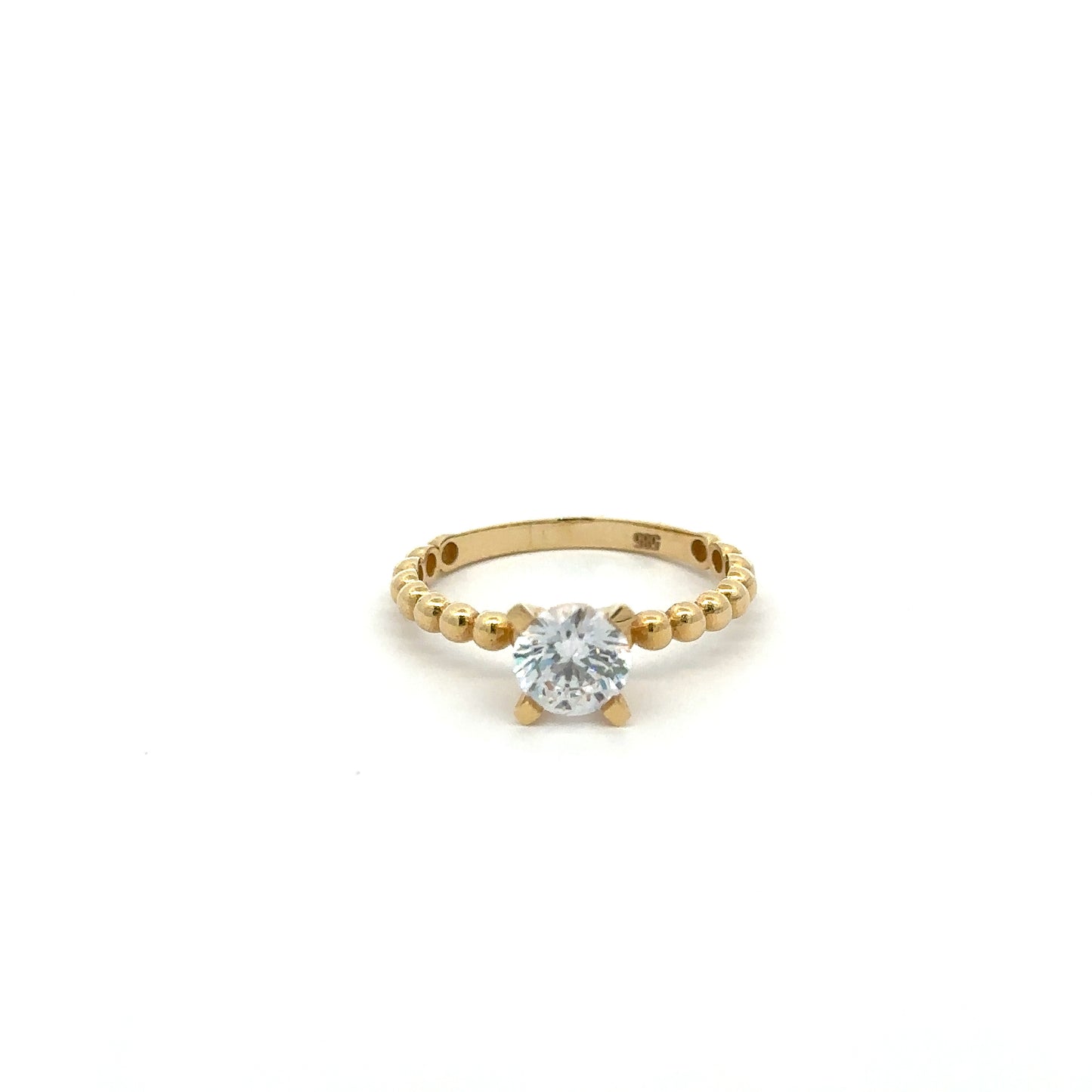 Solitär Ring mit Zirkonia 585/- Gelbgold