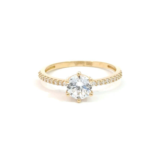 585/- Gelbgoldring mit Zirkonia