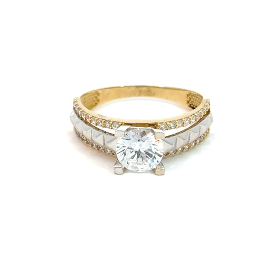 585/- Gelbgoldring mit Zirkonia