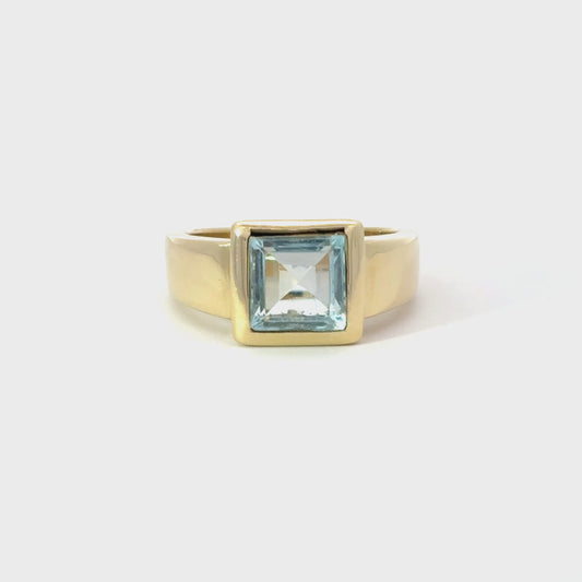 585/- Gold Ring mit Blau Topas