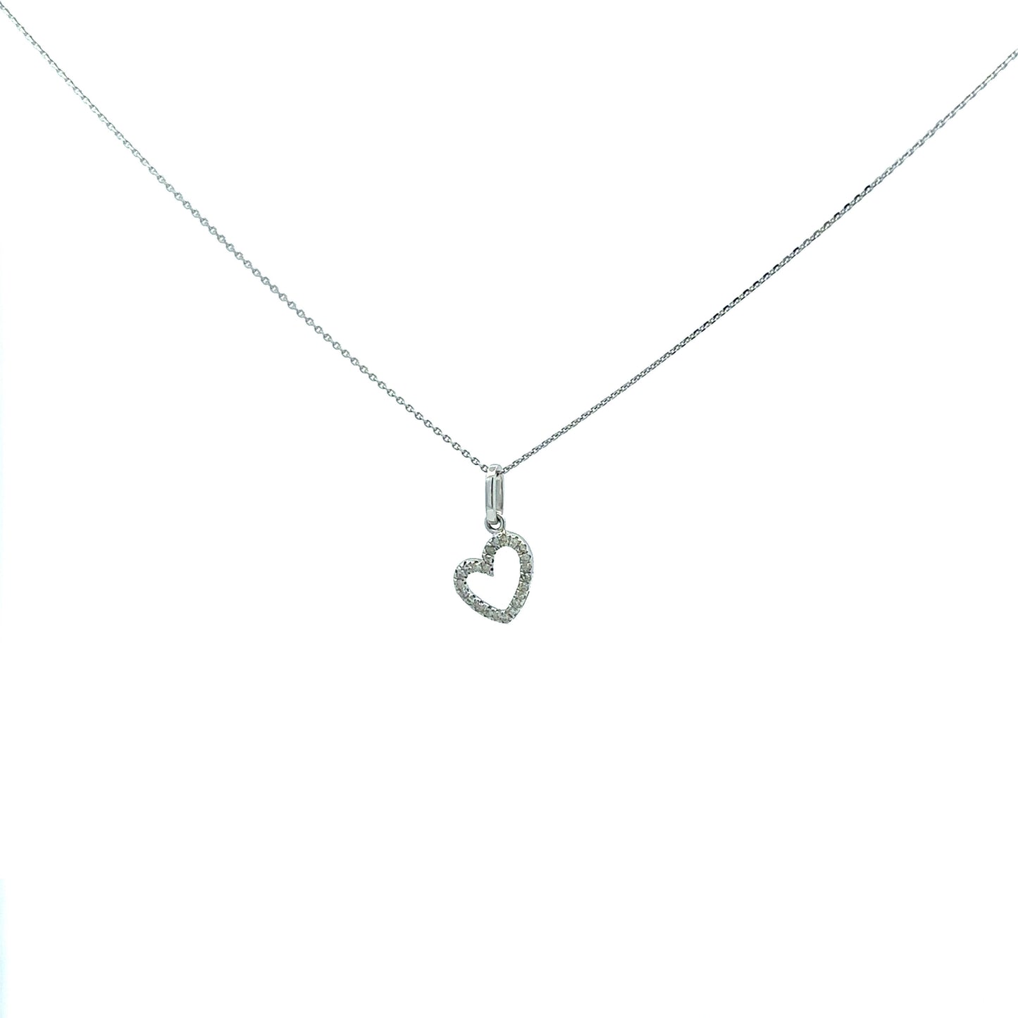 Kette mit Herz - Anhänger / Brillanten 750/- Weißgold