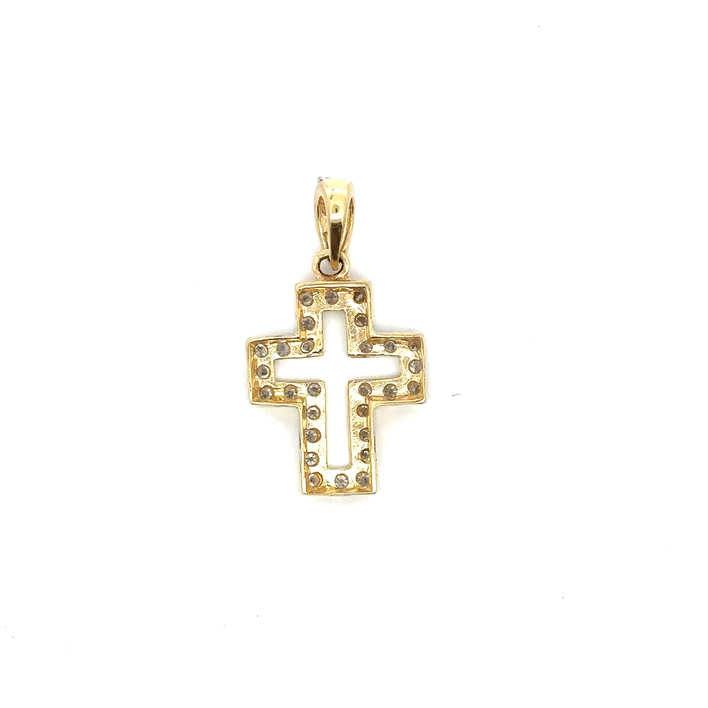 Kreuz - Anhänger 585/- Weißgold/- Gelbgold