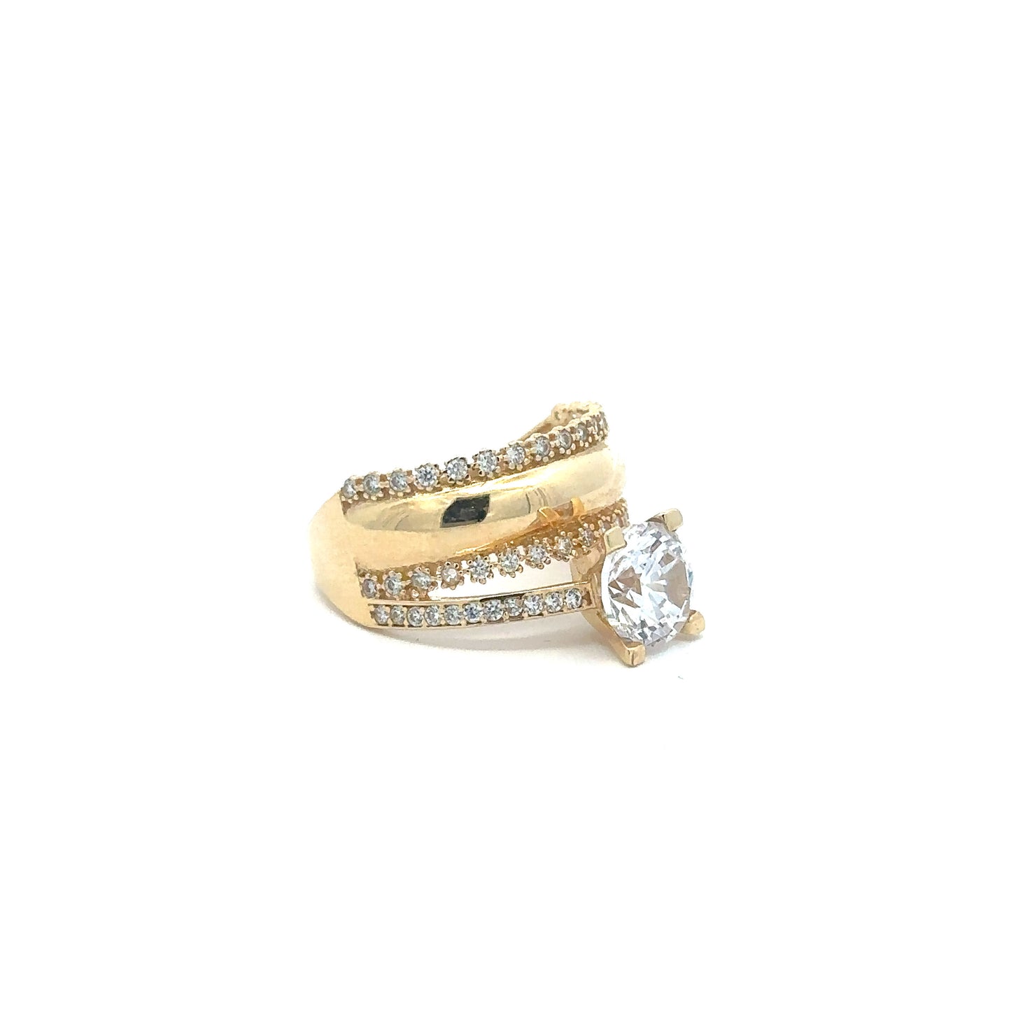 Ring mit Zirkonia Steinen 585/- Gelbgold