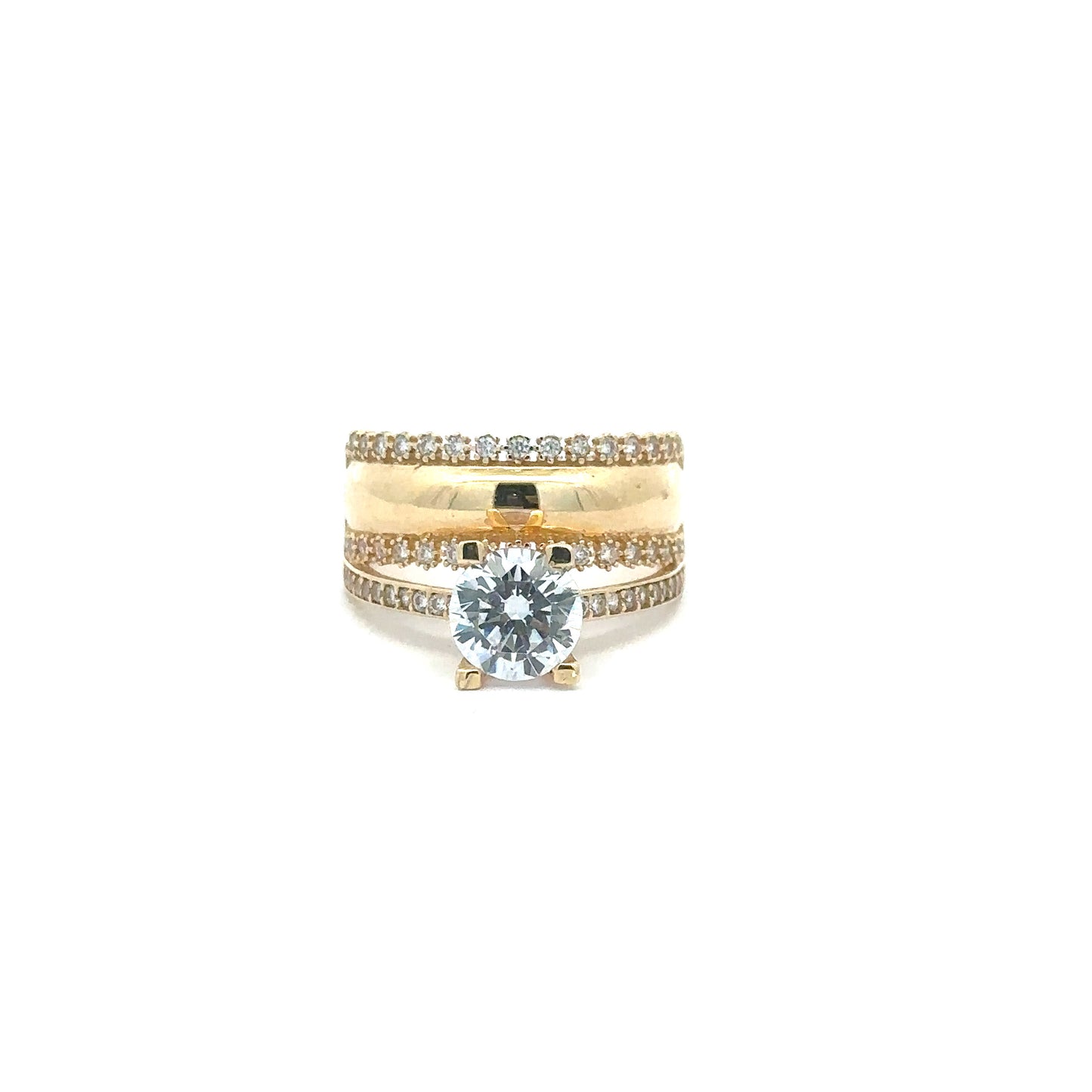 Ring mit Zirkonia Steinen 585/- Gelbgold