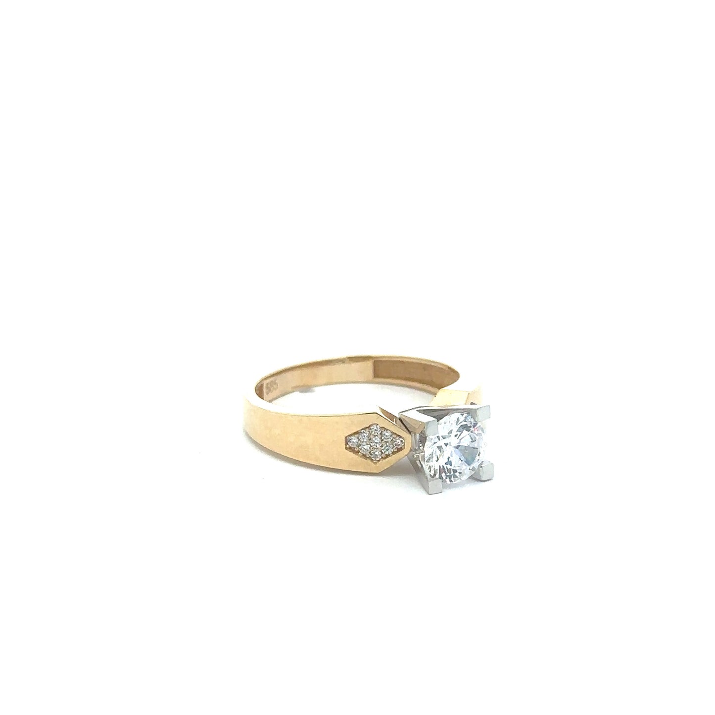 Ring mit Zirkonia Steinen 585/- Gelbgold