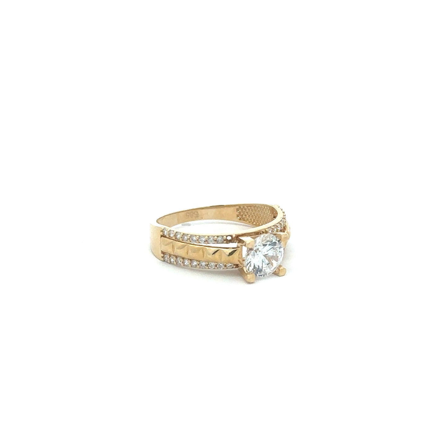 Ring mit Zirkonia Steinen 585/- Gelbgold