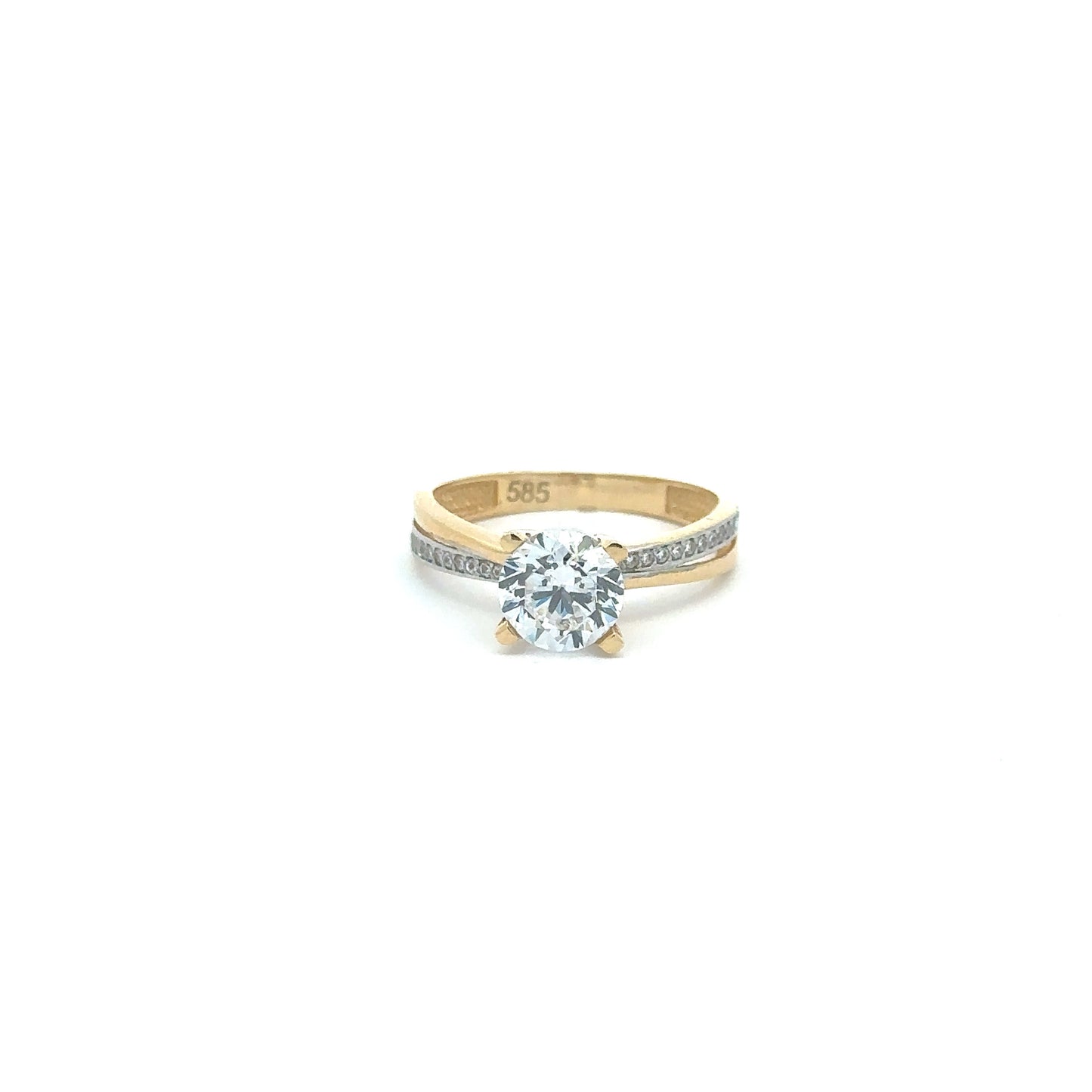 Ring mit Zirkonia Steinen 585/- Gelbgold