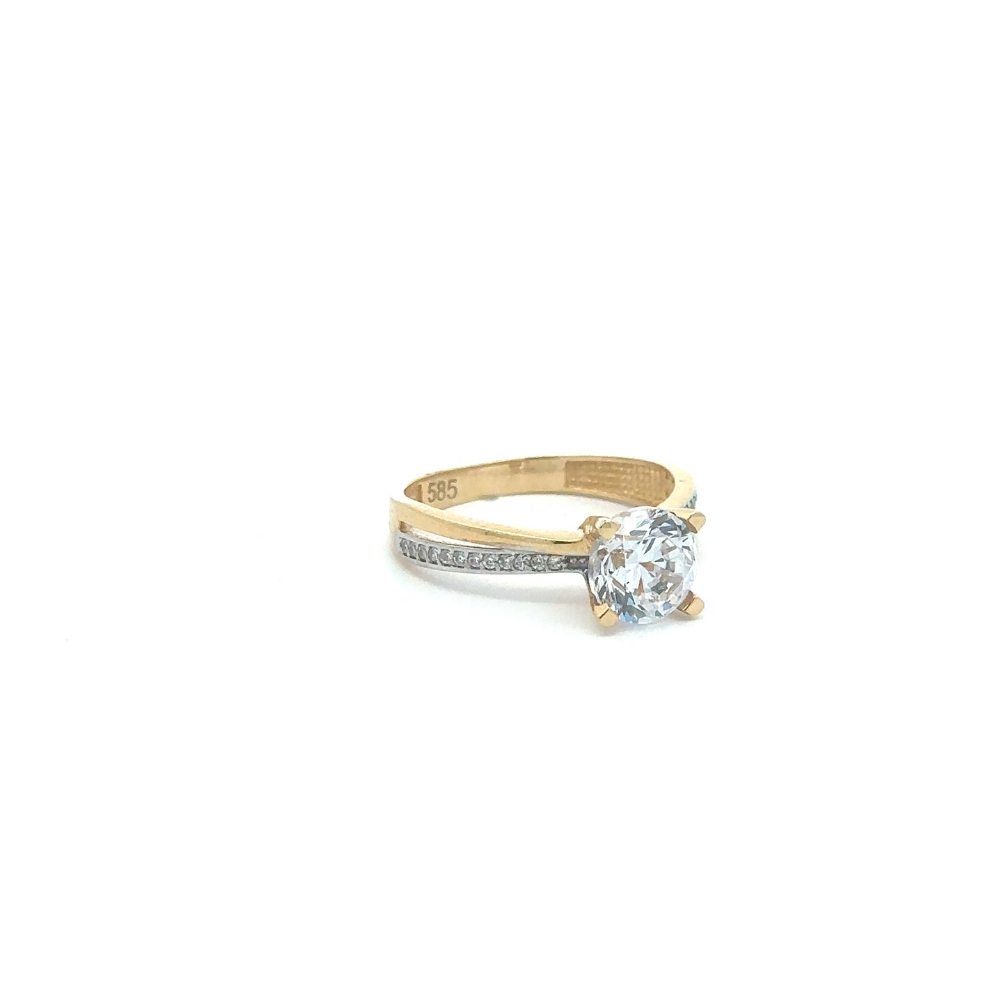 Ring mit Zirkonia Steinen 585/- Gelbgold