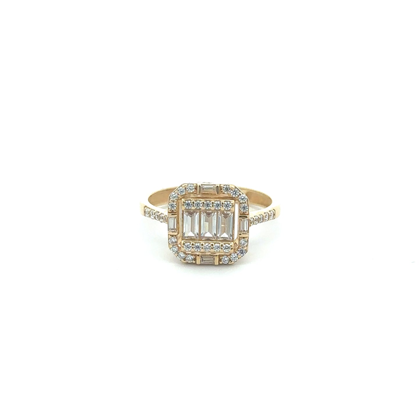 Ring mit Zirkonia Steinen 585/- Gelbgold