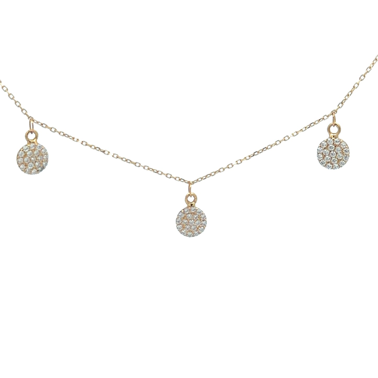 Kette mit Plättchen und Zirkonia Steinen 585/- Gelbgold