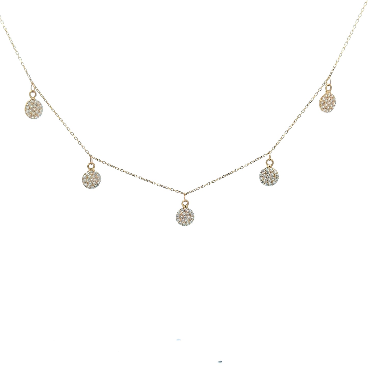 Kette mit Plättchen und Zirkonia Steinen 585/- Gelbgold