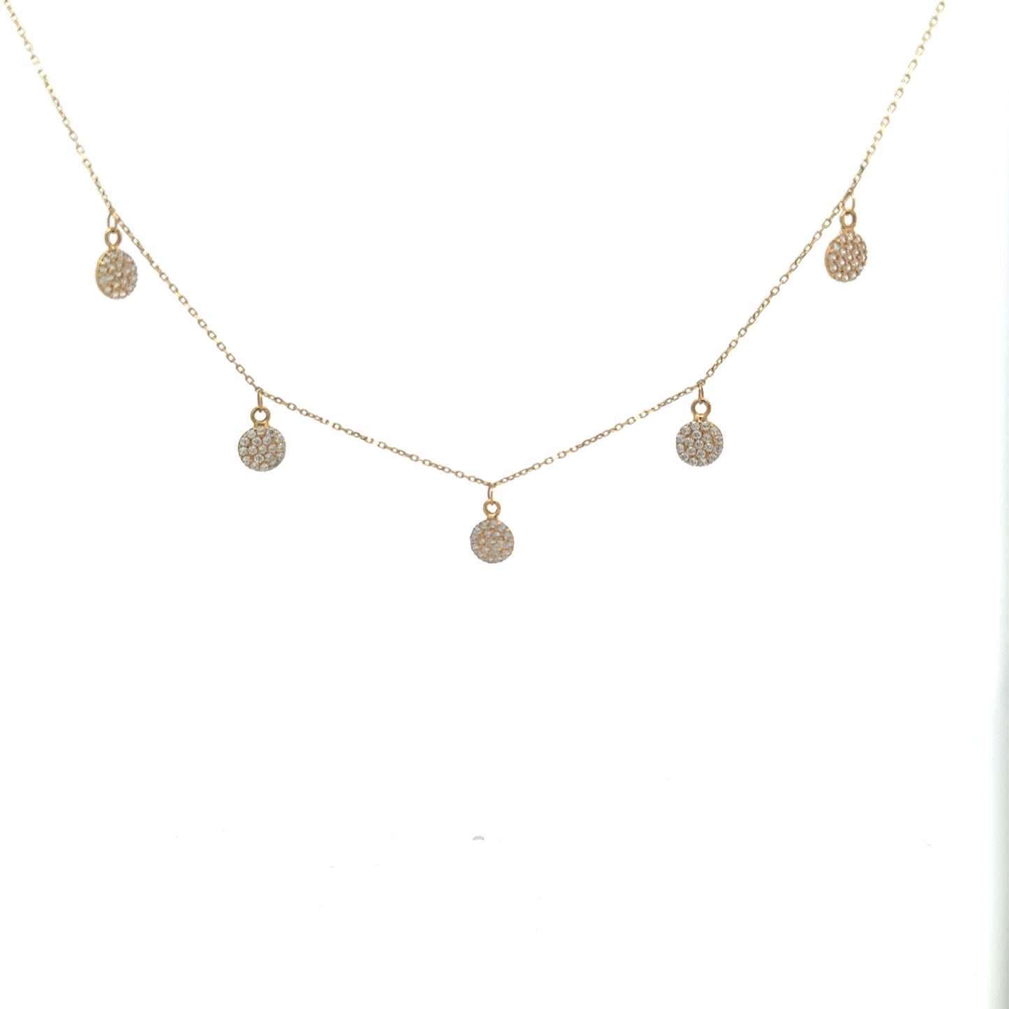 Kette mit Plättchen und Zirkonia Steinen 585/- Gelbgold